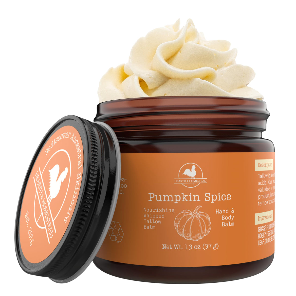 Hearth & Homestead Whipped Beef Tallow for Skin & Face, Unscented, 1.3oz