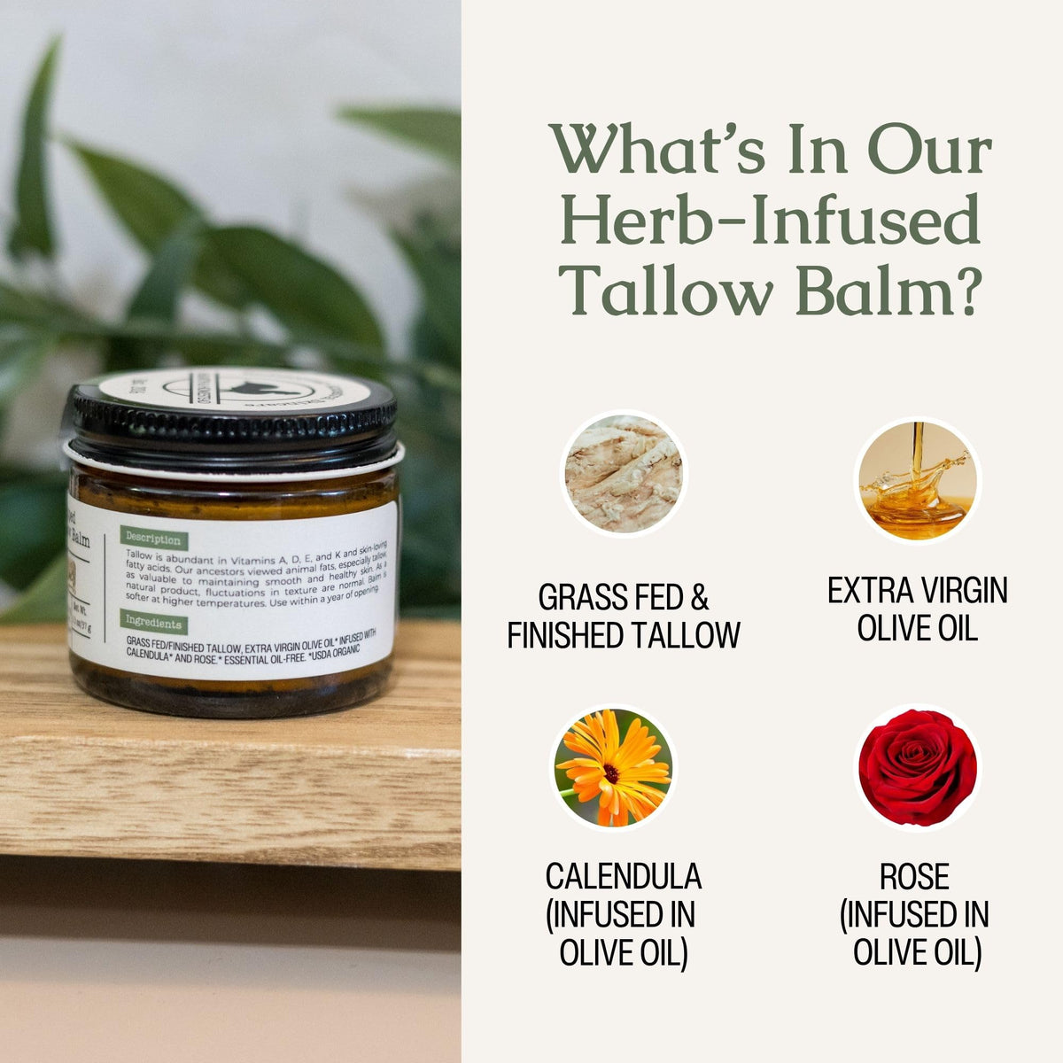 Hearth & Homestead Whipped Beef Tallow for Skin & Face, Unscented, 1.3oz