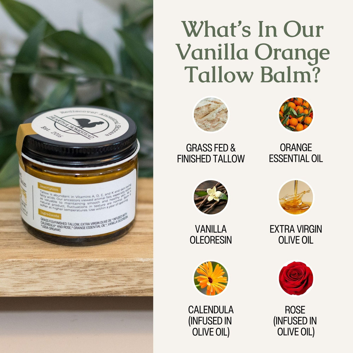 Hearth & Homestead Whipped Beef Tallow for Skin & Face, Unscented, 1.3oz